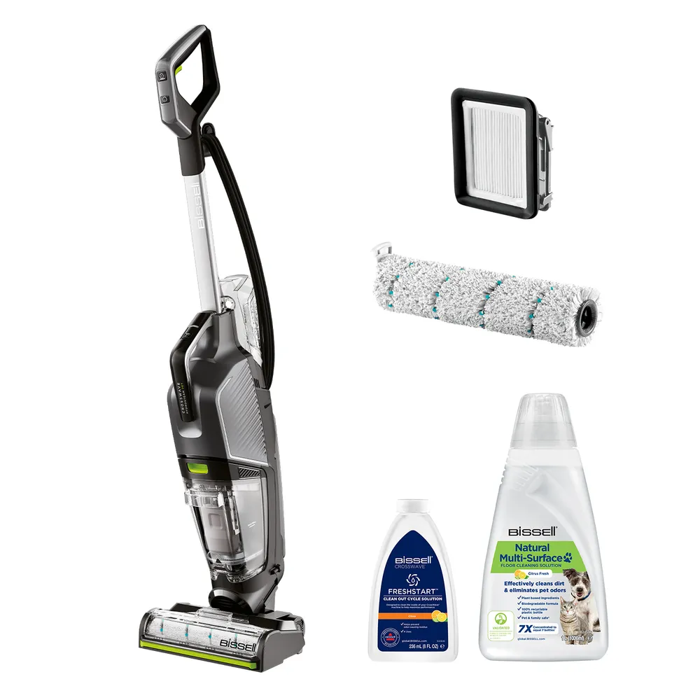 Bissell Nass-Trocken-Sauger 3527N, CrossWave® Hydrosteam PET Select, Dampffunktion, 1100 W, beutellos, reinigt festsitzenden Schmutz, Dual-Tank, saugen, wischen, trocknen