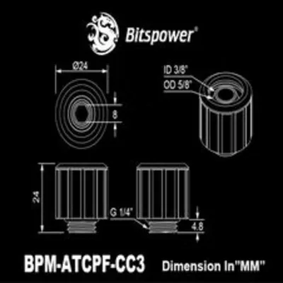 Wasserkühlung Bitspower Artemis Adapter G1/4 10mm Matt Schwarz