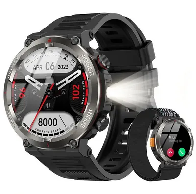 blackview 1,45'' Smartwatch Herren Militärqualität,960-mAh-Akku,100 Tage Standby Smartwatch (3,68 cm/1,45 Zoll, iOS/Android), IP68 Wasserdicht, Bluetooth-Anruf, Herzfrequenz,Uhr für Android/iOS