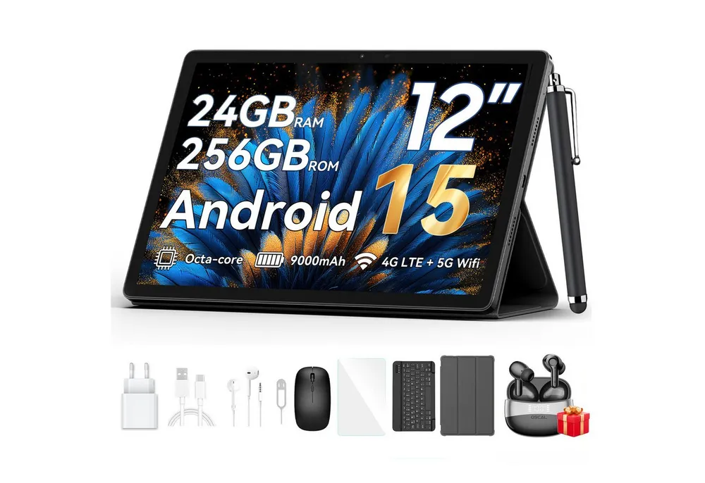 blackview 12,1 " Mega2 Android 15 4G LTE 2,4K 8GB/12GB+256GB Tablet (12", 256 GB, Android 15, 4G (LTE), 2.4K FHD, 9000mAh, PC-Modus 2,0, Octa-Core)