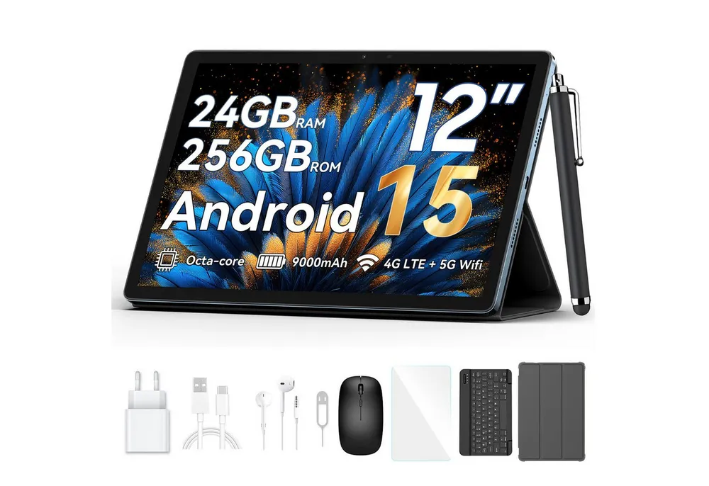 blackview 12,1 " Mega2 Android 15 4G LTE 2,4K 8GB/12GB+256GB Tablet (12", 256 GB, Android 15, 4G (LTE), 2.4K FHD, 9000mAh, PC-Modus 2,0, Octa-Core)
