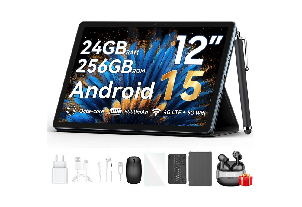 blackview 12,1 " Mega2 Android 15 4G LTE 2,4K 8GB/12GB+256GB Tablet (12", 256 GB, Android 15, 4G (LTE), 2.4K FHD, 9000mAh, PC-Modus 2,0, Octa-Core)