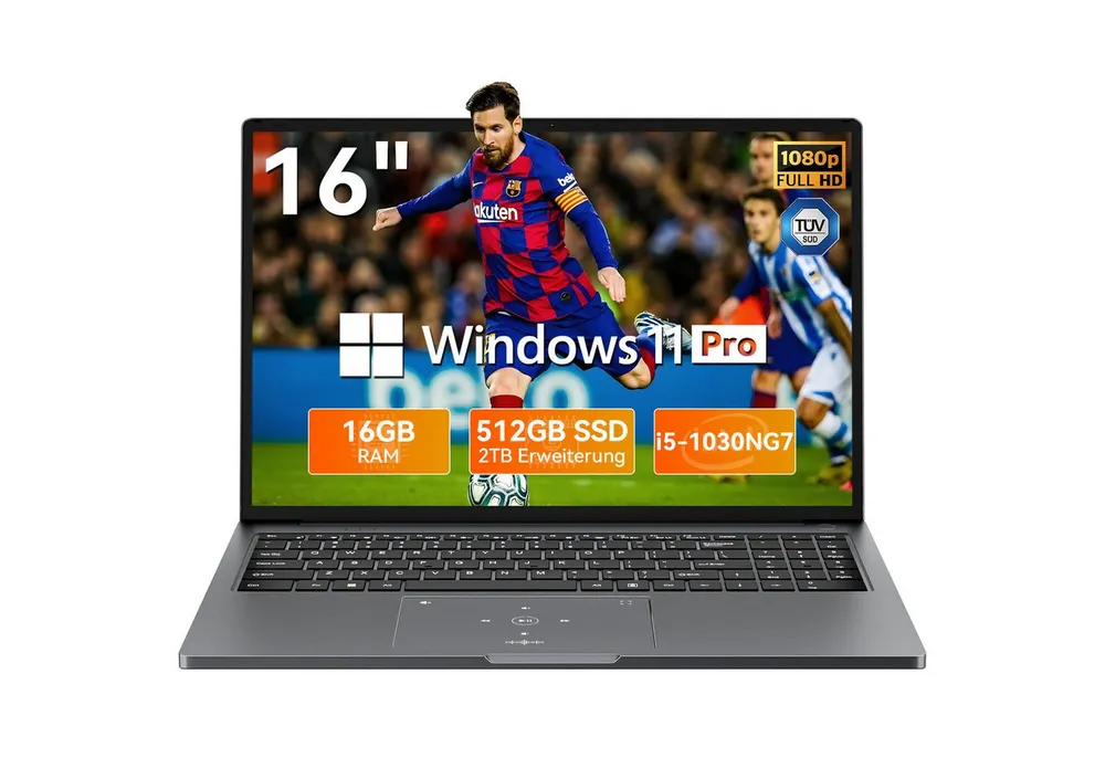 blackview 16“ Intel Core i5 (8C/12T) Acebook12, 16 GB + 512 GB, Windows 11 Pro Notebook (Intel Intel Core i5 Core i5-1030NG7, 16 GB, 512 GB SSD, FHD/Deutsche Tastaturaufkleber/mit Tasche, Maus, Tastatur)