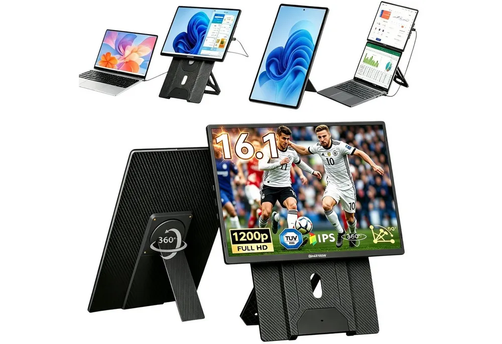 blackview 16 Zoll FHD IPS Gaming Display Laptop Bildschirm Erweiterung Table 9 Portabler Monitor (41 cm/16 ", 1920 × 1200 px, Full HD, 60 Hz, IPS, Laptop Bildschirm Erweiterung, Windows/Mac/Android/ChromeOS)
