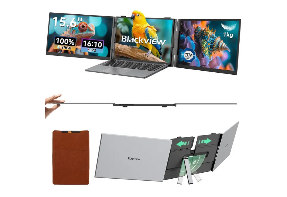 blackview 1920 × 1200 Laptop-Bildschirm-Extender, Dual-Screen, IPS LCD Portabler Monitor (1920x1200 px, Full HD, IPS, 1kg, 16:10, 14-17,3 Zoll & Windows/Mac/Android/Chrome-Kompatibilität)