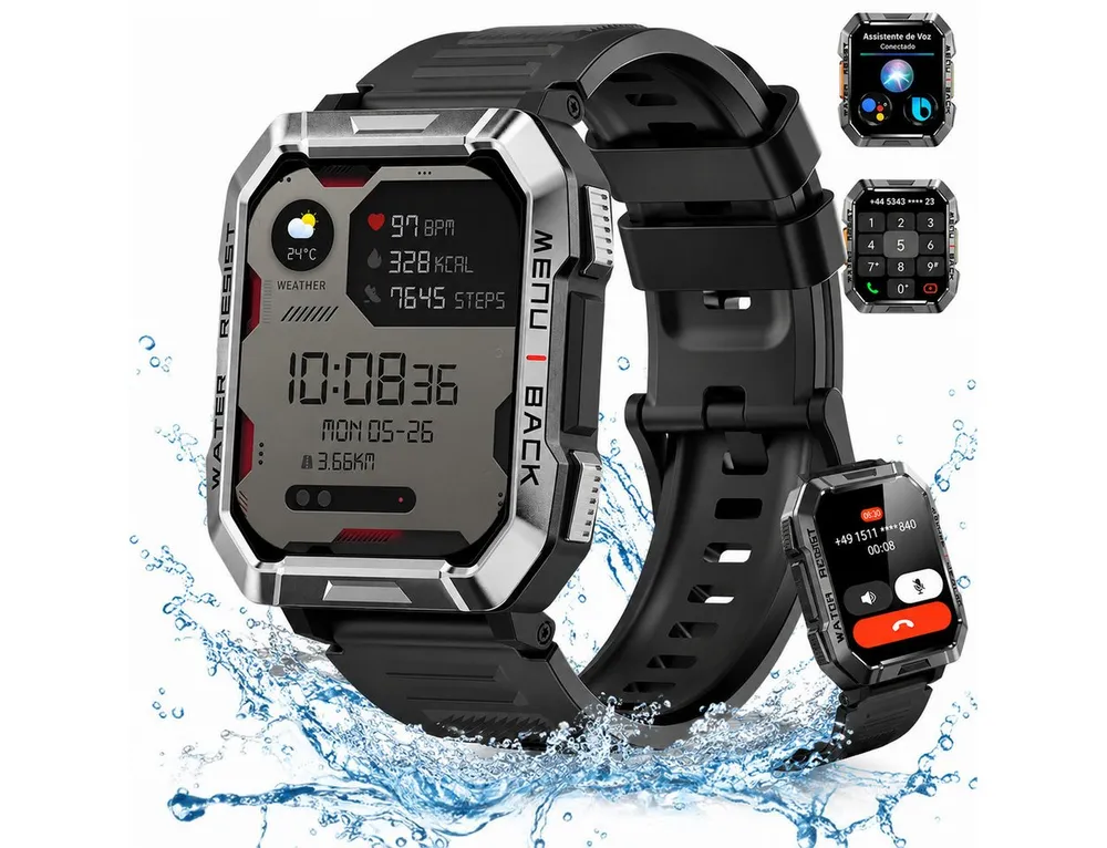 blackview 2,01" HD Touchscreen Smartwatch Herren W60, 900mAh 30Tage Akkulaufzeit Smartwatch (2,01 Zoll), IP68, Fitness Tracker, Gesundheitsfunktionen, für Android, IOS