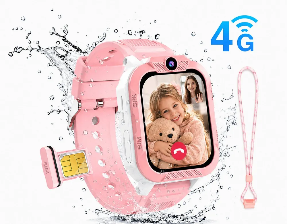 blackview 2026 Kinderuhr Z40Pro mit 3-fach Ortung, Videoanruf, IP68, SOS, 850mAh Smartwatch, 1,85", GPS+LBS+WiFi, 4G-LTE, IP68, Knips-Freunde, mit Taschenlampe