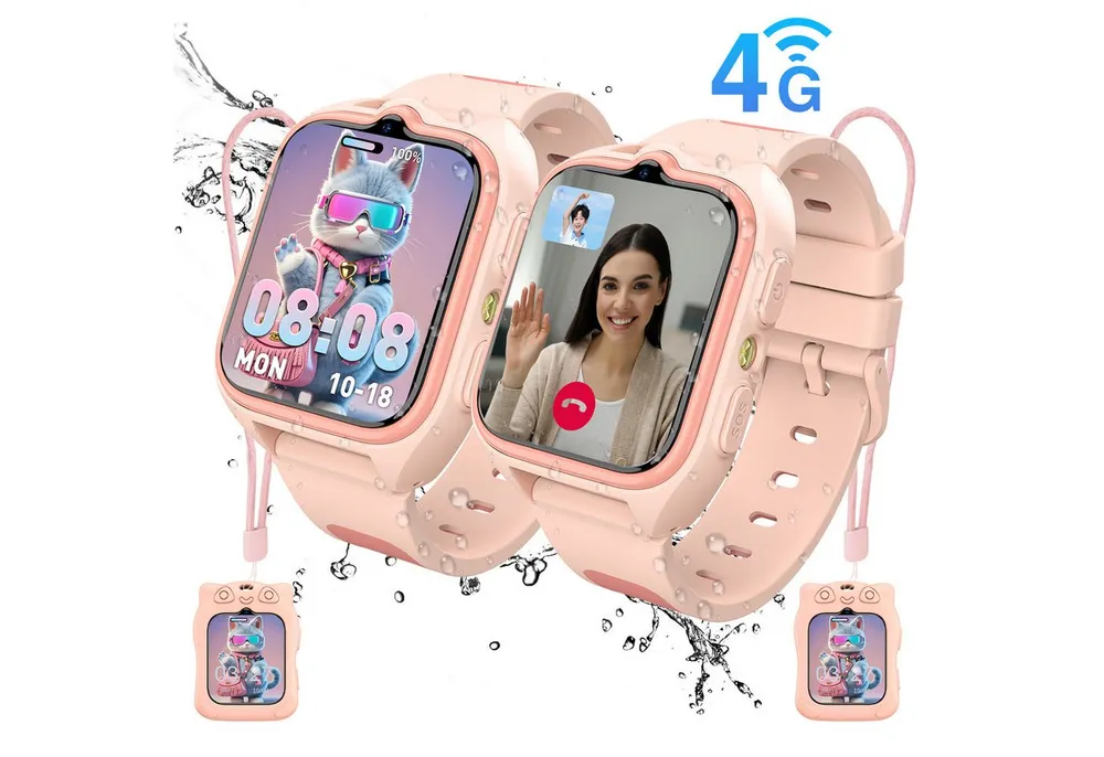 blackview 2026 Neue 4G im 2er-Set mit GPS und Telefonfunktion Kinderuhr Smartwatch, 1,75", GPS+LES+WiFi, 4G-LTE, IP68, SOS, 800mAh, Knips-Freunde