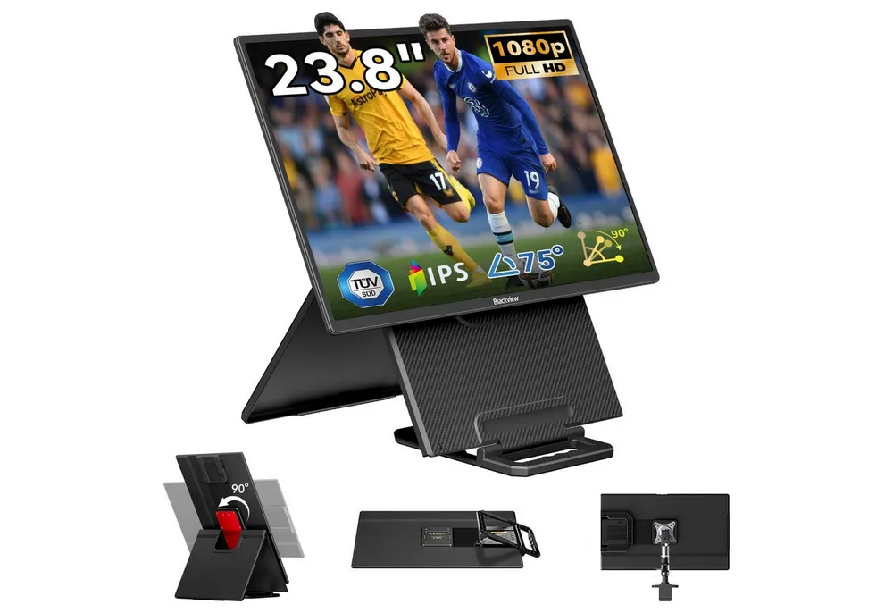 blackview 23,8'' FHD Laptop Bildschirm Erweiterung, LCD, IPS, 1920×1080 Portabler Monitor (60,5 cm/23,8 ", 1920x1080 px, Full HD, IPS, Gaming Monitor, Kompatibel mit Windows/Mac/Android/ChromeOS)