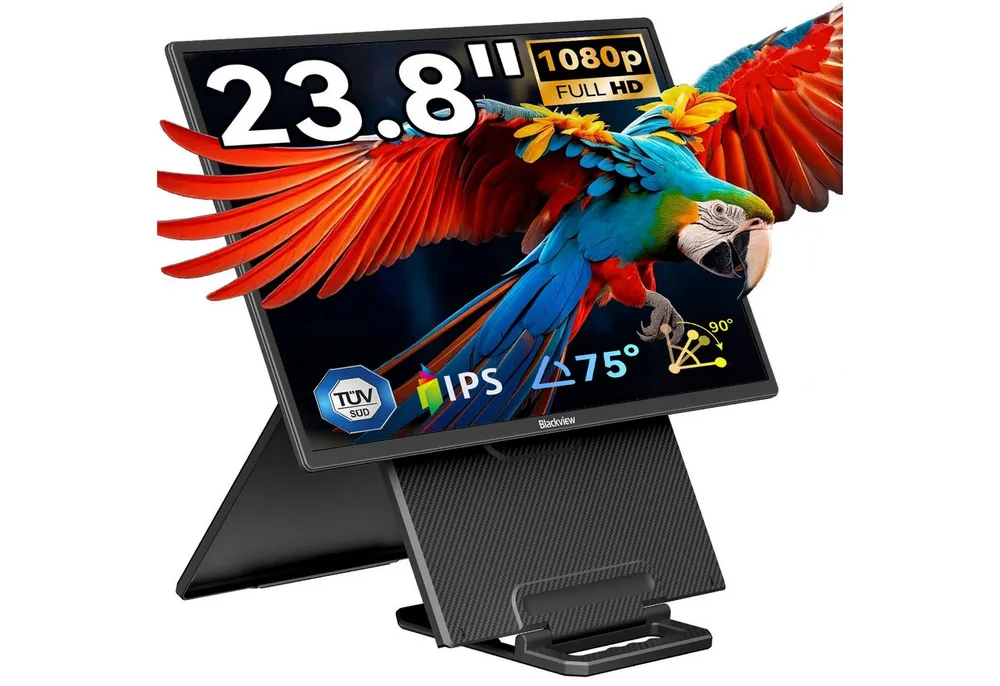 blackview 23,8'' Laptop Bildschirm Erweiterung, USB-C Handy Ersatz Display Portabler Monitor (60,5 cm/23,8 ", 1920x1080 px, Full HD, IPS, Gaming Monitor, FHD IPS, 1920 x 1080)