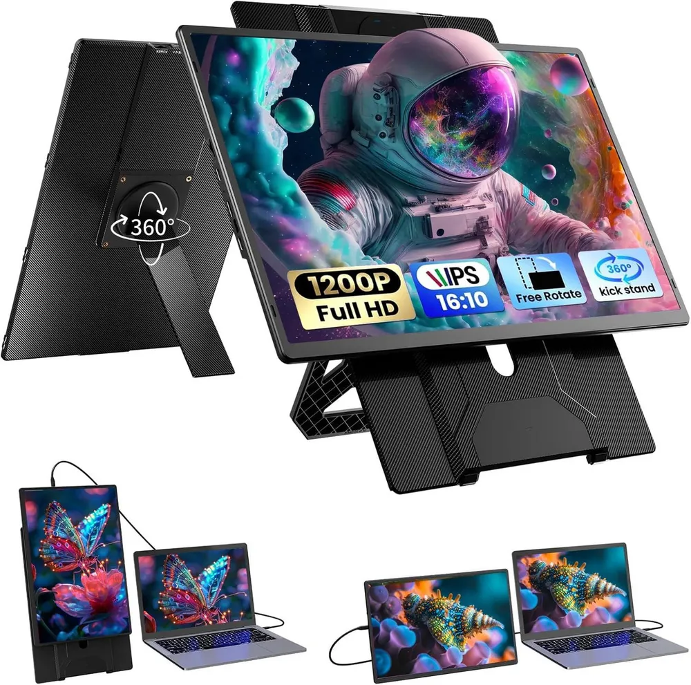 blackview 23,8 Zoll 1080P FHD 100Hz Laptop Bildschirm Erweiterung, Table 10 IPS Portabler Monitor (41,5 cm/16.1 ", 1920x1200 px, Full HD, 100 Hz, IPS, Plug-and-Play mit Windows, Mac, Android – inklusive 80W Laptop-Ladung)