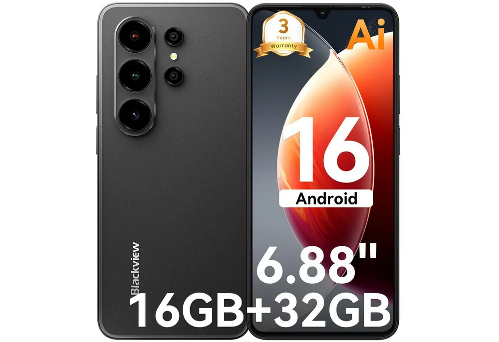 blackview Blackview Android 16 6,88'' 5000mAh 32MP 6GB+128GB Dual SIM Smartphone (6.88 Zoll, 32 GB Speicherplatz, 32 MP Kamera, Fingerabdruck, Dual SIM 4G, Android 16)