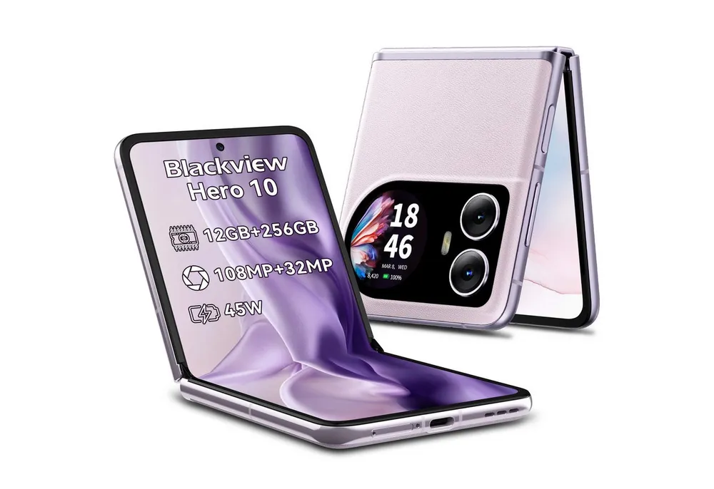 blackview Blackview Hero 10 klapp handy Ohne Vertrag Dual-Screen flip Smartphone (6.9 Zoll, 256 GB Speicherplatz, 108 MP Kamera, 6,9", 2,5K AMOLED, 108MP, 256GB, 4000 mAh/45W, NFC)