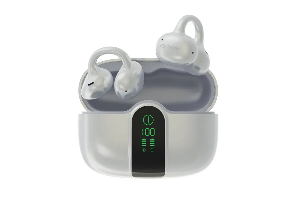 blackview Bluetooth 6.0-Sportkopfhörer AirBuds 15 Bluetooth-Kopfhörer 30h Akku Open-Ear-Kopfhörer (Bluetooth, mit Ohrclip Design, in neuartigem Kugeldesign,Bluetooth 6.0, IPX5)