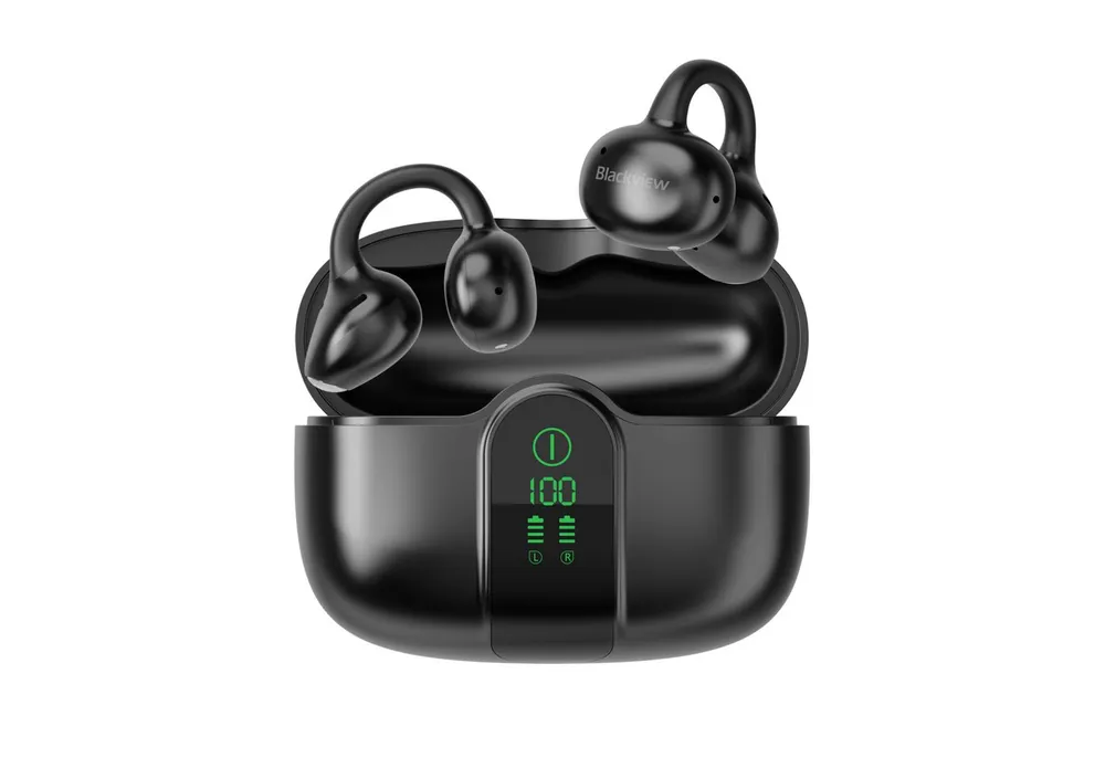 blackview Bluetooth 6.0-Sportkopfhörer AirBuds 15 Bluetooth-Kopfhörer 30h Akku Open-Ear-Kopfhörer (Bluetooth, mit Ohrclip Design, in neuartigem Kugeldesign,Bluetooth 6.0, IPX5)