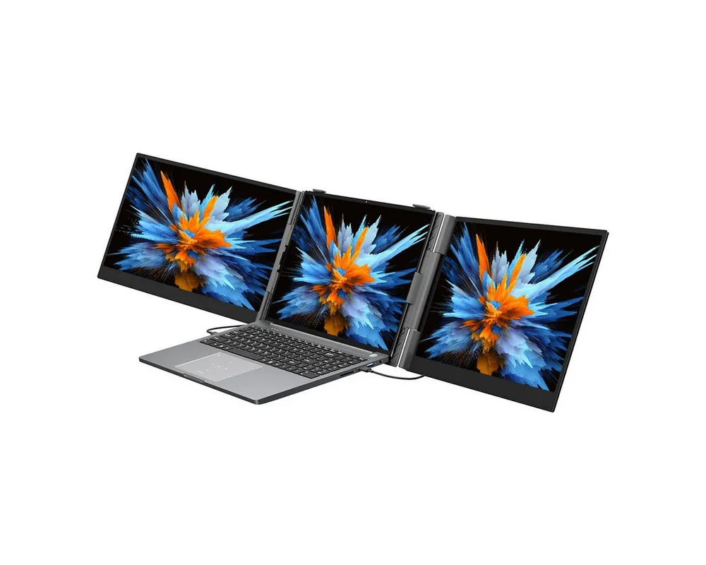 blackview Dual Laptop Bildschirm Erweiterung 14 / 15,3 Zoll Triple Monitor LCD-Monitor (1920x1200 px, Full HD, IPS LCD, Dual-Screen Setup, 100W Pass-Through Charging, Aluminium, TÜV Süd)