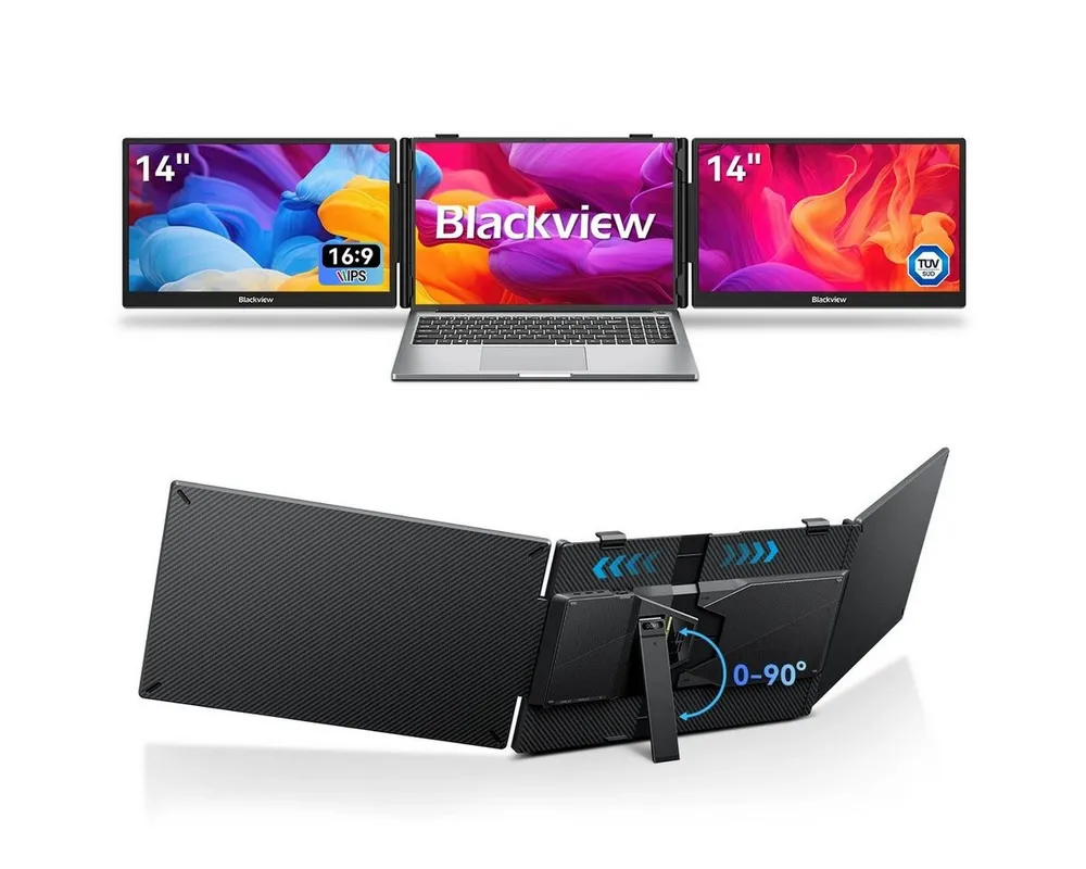 blackview Dual-Screen-Laptop-Bildschirm Monitor ultra-dünn Portabler Monitor für Notebook (IPS, 180°, 13,3-17,3 Zoll & Windows/Mac/Android/Chrome-Kompatibilität)