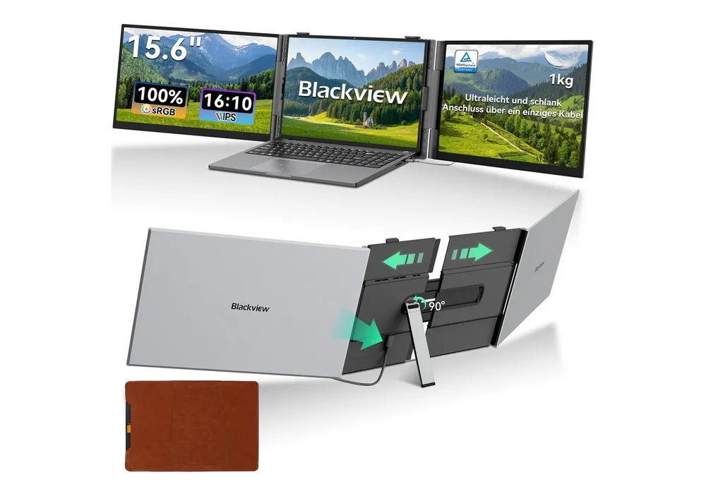 blackview FHD Gaming Monitor, Laptop-Bildschirm-Extender, Dual-Screen, IPS LCD Portabler Monitor (1920x1200 px, Full HD, IPS, 1kg, 16:10, 14-17,3 Zoll & Windows/Mac/Android/Chrome-Kompatibilität)