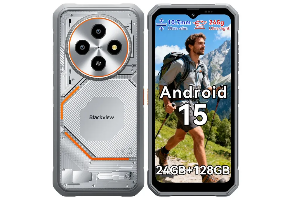 blackview FORT 2 Ultradünnes Robustphone: Nur 10.7mm, AI-Dreifachkamera Outdoor Smartphone (6,56 Zoll, 128 GB Speicherplatz, DokeOS5.0, Google Lens, 1080p Video, 16MP, 5WOTG)