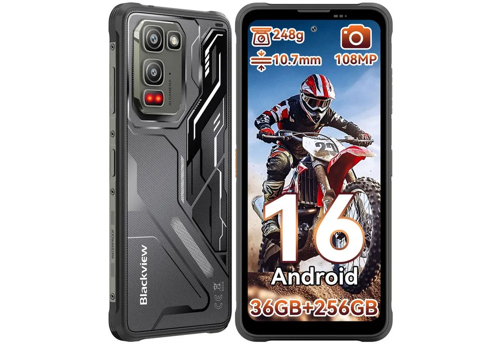blackview FORT 5 Android 16, 108 MP Hauptkamera, AI Outdoor Handy (6,78 Zoll, 256 GB Speicherplatz, 108 MP Kamera, Amdroid 16, 108MP, 120Hz, IP68/IP69K, NFC, Night vision)