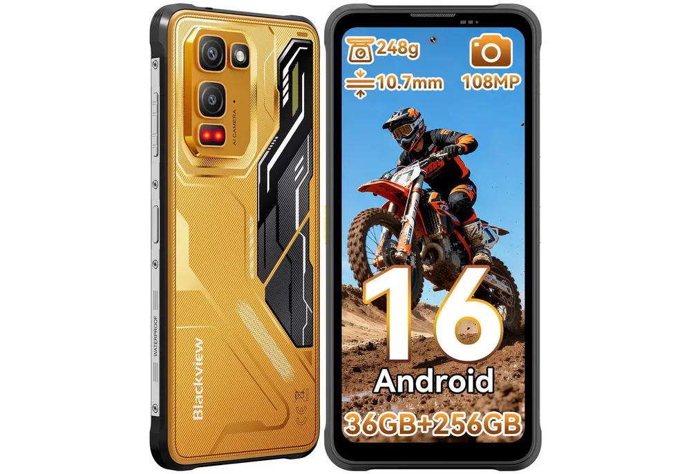 blackview FORT 5 Android 16, 108 MP Hauptkamera, AI Outdoor Handy (6,78 Zoll, 256 GB Speicherplatz, 108 MP Kamera, Amdroid 16, 108MP, 120Hz, IP68/IP69K, NFC, Night vision)