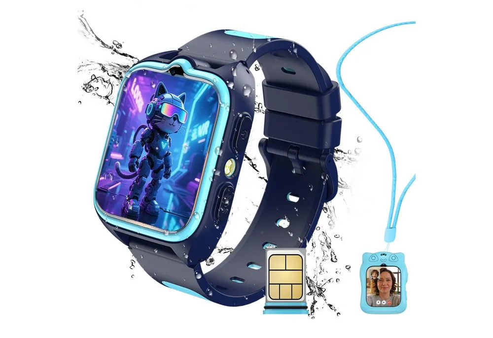 blackview Kinder Smartwatch 4G GPS Videoanruf IP68 Smartwatch, 1,75", GPS+LES+WiFi, IP68, SOS, 800mAh, Knips-Freunde