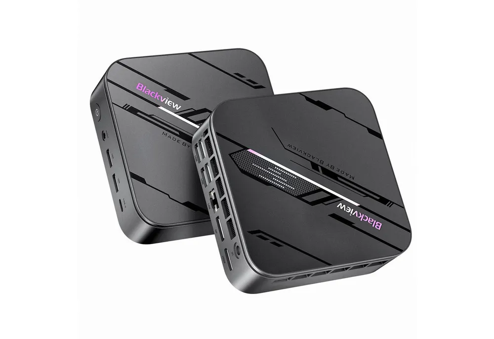blackview MP100Pro(2026) Intel i5-12450H (8C/12T, bis zu 4.4 GHz) Mini-PC (Intel Intel Alder Lake i5-12450H, Intel® UHD Graphics, 16 GB RAM, 512 GB SSD, Windows 11 Pro, 4K UHD/WiFi 6 Gaming PC, Gigabit Ethernet)
