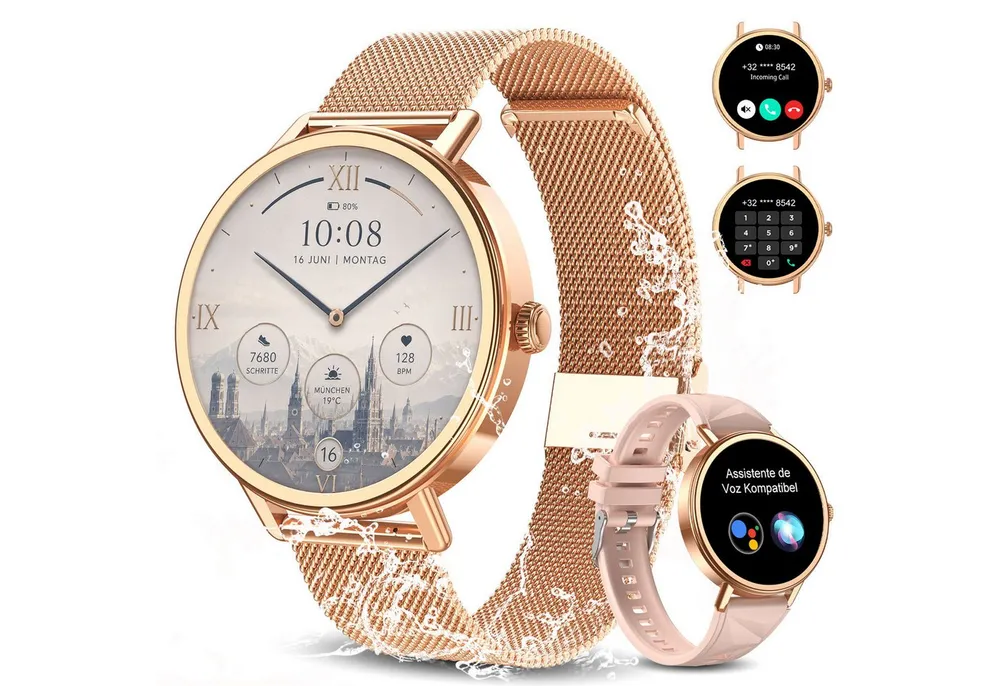 blackview Smartwatch Damen, Bluetooth-Telefonie, Über 100 Sportmodi, Neuheit 2026 Smartwatch (1.26 Zoll), 1-tlg., 320 mAh, GoMore Gesundheitsalgorithmus, Sprachassistent, Schrittzähler