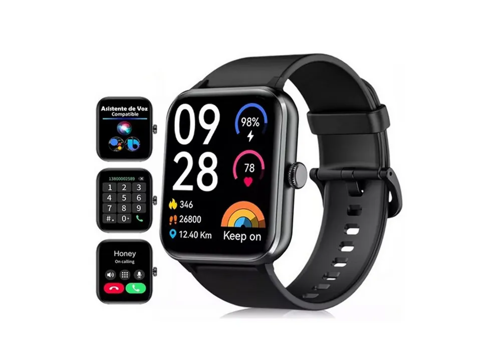 blackview Smartwatch Damen Herren mit 5 Tagen Akkulaufzeit,1,85" HD Touchscreen Smartwatch (1.85 Zoll, iOS/Android), mit Wechselband aus weichemSilikon und Ladekabel, KI-Sprachassistent, Herzfrequenz,SpO₂,Schlaf,100+ Sportmodi, 2 Armband
