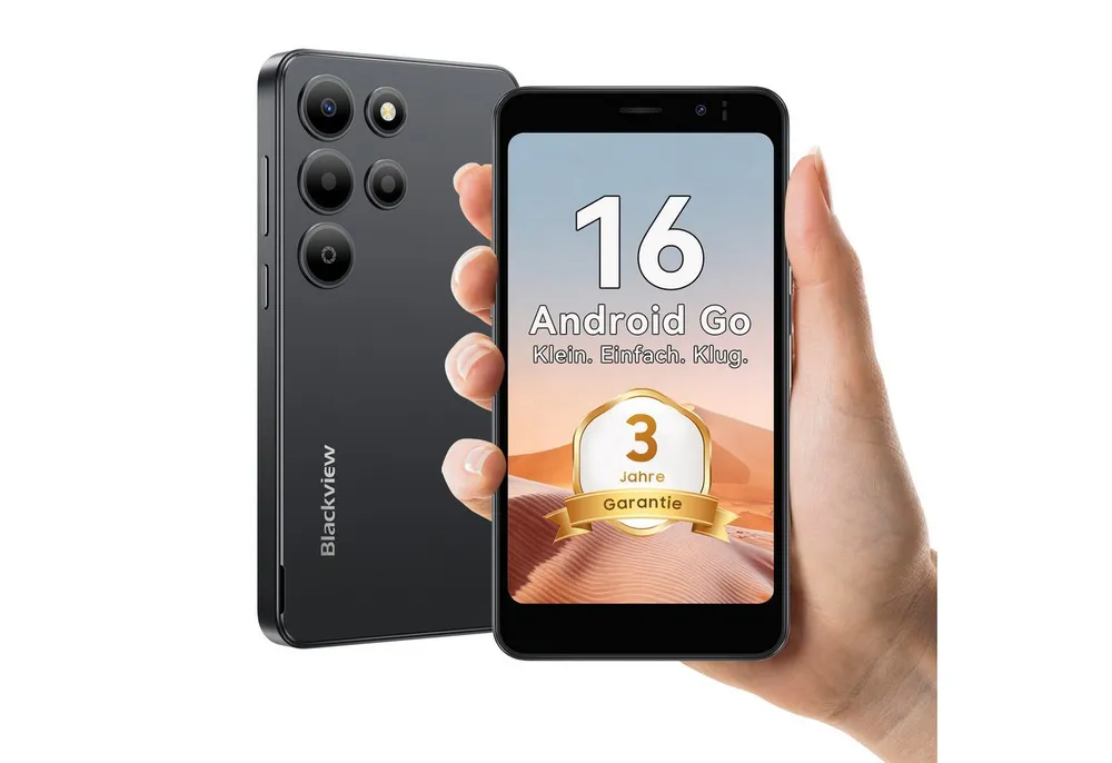 blackview WAVE 2C 5‘’ Handy ohne Vertrag, Android 16, 32GB/Face ID/mit Hülle Smartphone (5 Zoll, 32 GB Speicherplatz, 4G Dual SIM, 1080P-Video, Google Lens)