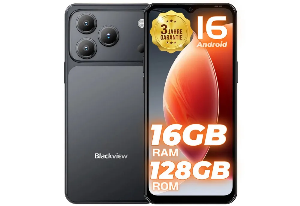 blackview WAVE 7C 6,56-Zoll HD+ IPS Handy Ohne Vertrag,16GB+128GB/2TB Android 16 Smartphone (6,56 Zoll, 128 GB Speicherplatz, 32 MP Kamera, 5000mAh Simlockfreie Handy, 32MP+13MP KI Kamera, 4G Dual SIM/Face ID)
