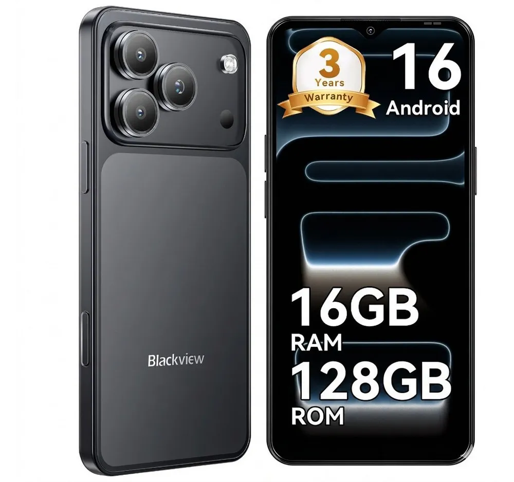 blackview WAVE 7C Android16 16+64GB/128GB 5000mAh Android handy Smartphone (6.56 Zoll, 128 GB Speicherplatz, 32 MP Kamera, 4G Dual SIM/Face ID/IP54/GPS/3 Jahre Garantie)