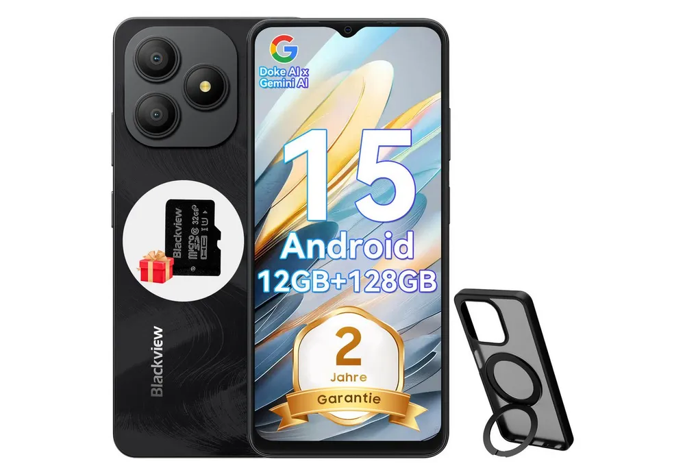 blackview WAVE 9C Android 15 AI Smartphone (6.56 Zoll, 128 GB Speicherplatz, 13 MP Kamera, 13MP, Android 15, fingerprint, OTG)