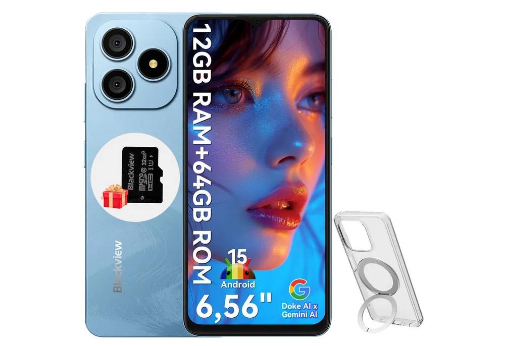 blackview WAVE 9C Android 15 AI Smartphone (6.56 Zoll, 64 GB Speicherplatz, 13 MP Kamera, 13MP, Android 15, fingerprint, OTG)