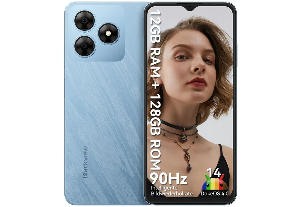 blackview Wave8(4+128) AI Smartphone (6,6 Zoll, 128 GB Speicherplatz, 13 MP Kamera, Dual SIM 4G, Android 14, AI-Dialog)