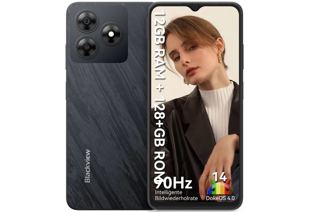 blackview Wave8(4+128) AI Smartphone (6,6 Zoll, 128 GB Speicherplatz, 13 MP Kamera, Dual SIM 4G, Android 14, AI-Dialog)