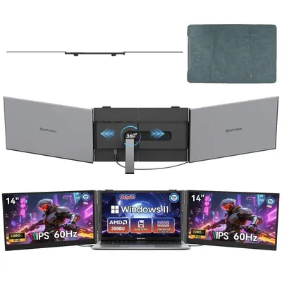 Blackview DCM6 Pro Monitor 14 Zoll FullHD IPS 60Hz Ultradünn Lautsprecher USB-C Augenschonend