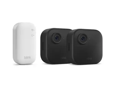blink IP-Überwachungskamera Kamera Outdoor 4 Sicherheitskamera 2-Kamera-System Überwachungskamera (Innenbereich, Außenbereich, Set, Set, inkl. Sync Modul Core, integriertes Mikrofon)