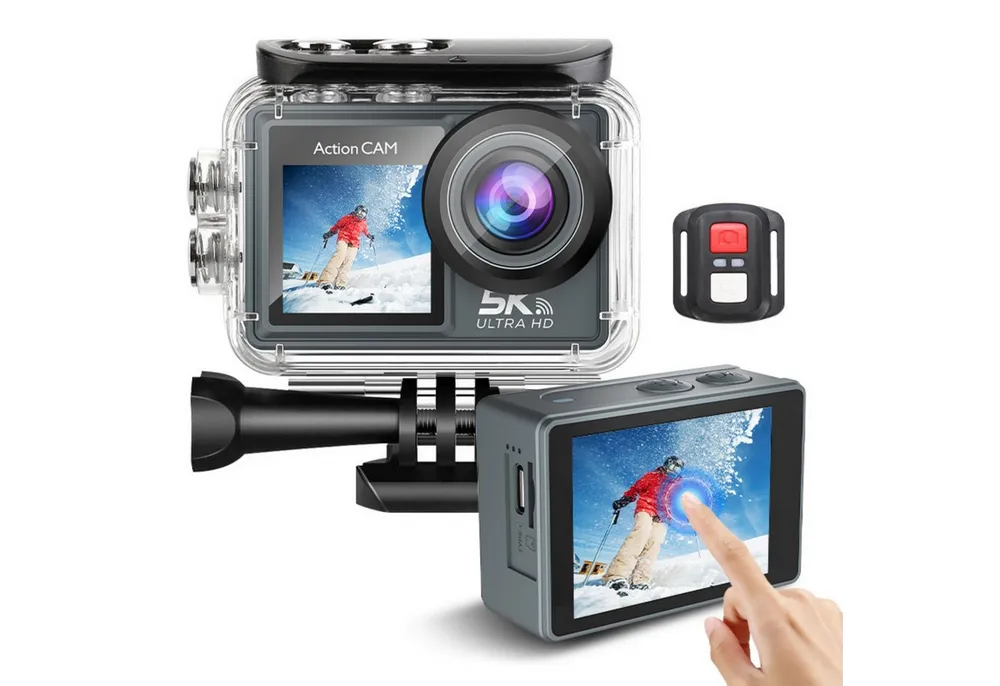 Blossom 5K 50MP Unterwasserkamera 30M Wasserdicht 2 Screen WiFi Sport Kamera Action Cam (WIFI, Action Kamera mit EIS Stabilisierung 4K Bodycam für Outdoor Familien)