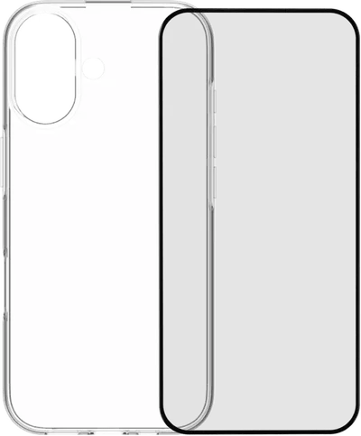 Backcover iPhone 17 Transparent + BlueBuilt iPhone 17 Panzerglas