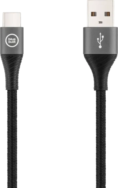 BlueBuilt USB-A-auf-USB-C-Kabel 1,5 m Nylon Schwarz