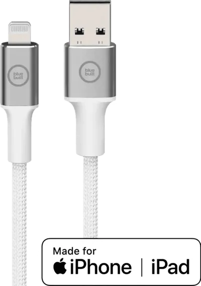 BlueBuilt USB-A-auf-Lightning-Kabel 1,5 m Nylon Weiß