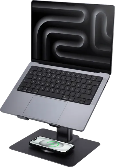 BlueBuilt Verstellbarer Laptopständer mit kabellosem Ladegerät 10 - 17 Zoll