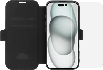 BlueBuilt Apple iPhone 16 Book Case Leder Schwarz + Panzerglas