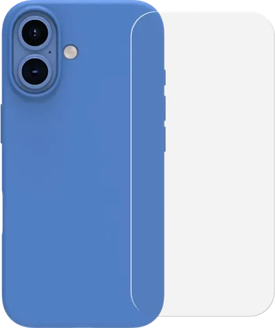 BlueBuilt Backcover iPhone 16 Blau + Panzerglas