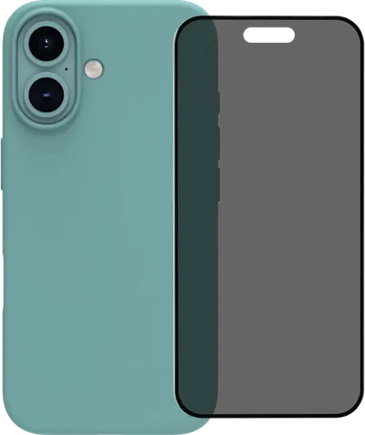 BlueBuilt Backcover iPhone 16 Grün + Panzerglas mit Blickschutzfilter