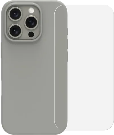 BlueBuilt Backcover iPhone 16 Pro Grau + Panzerglas