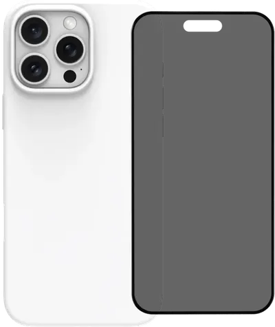 BlueBuilt Backcover iPhone 16 Pro Max Weiß + Panzerglas mit Blickschutzfilter