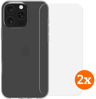 BlueBuilt Backcover iPhone 16 Pro Max Transparent + Panzerglas Doppelpack