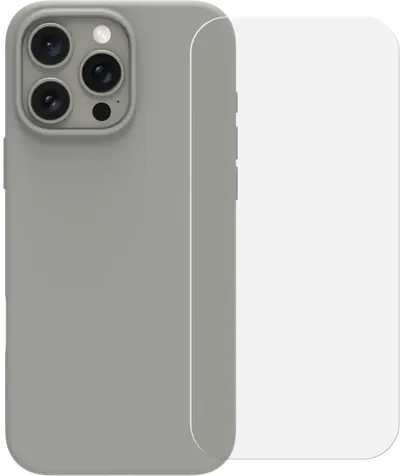 BlueBuilt Backcover iPhone 16 Pro Max Grau + Panzerglas